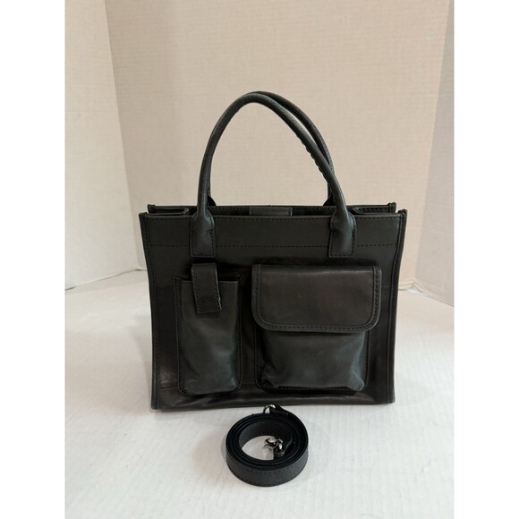 Vintage Fossil Satchel Purse Genuine Leather Black Snap Closure 75082 Handcrafte - Picture 1 of 16